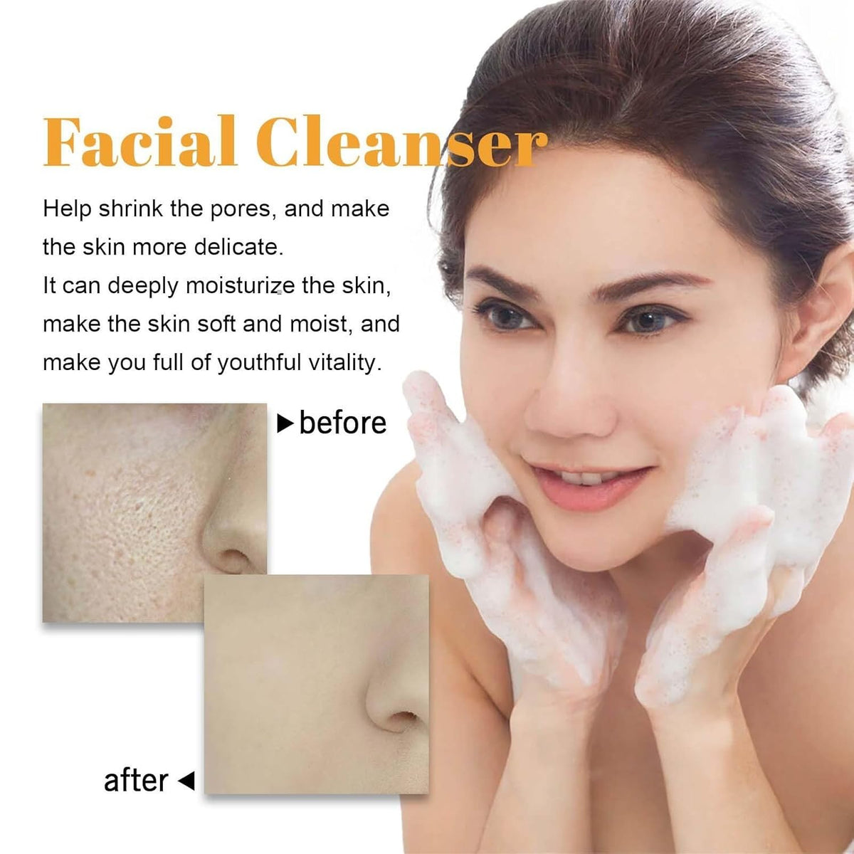 Glow Wash Turmeric Face Wash with Brush, Deep Cleansing Exfoliating Foaming Facial Cleanser