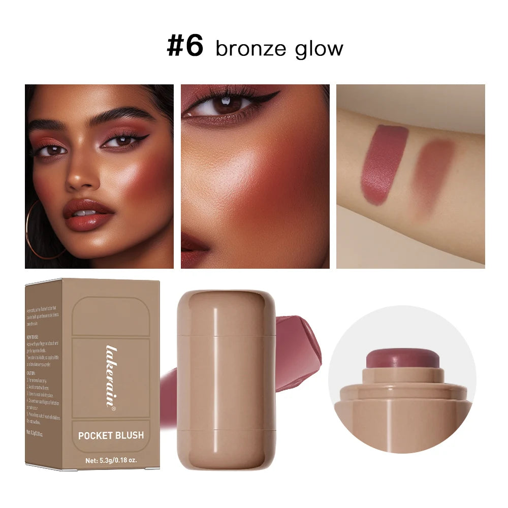 3-In-1 Blush Stick Lasting Brightens Facial Cheek Stick Moisturizing Flash Lip Gloss Makeup Lip Gloss Face Rouge