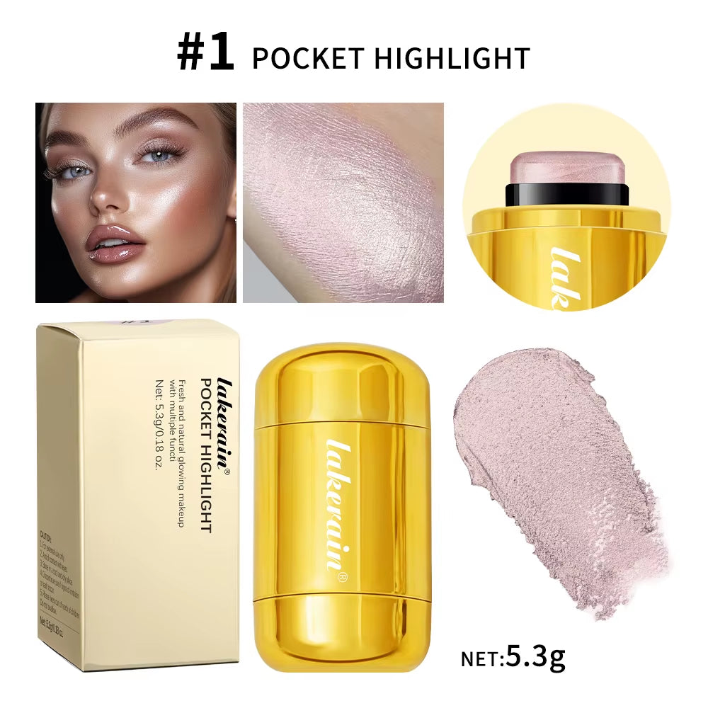 3-In-1 Blush Stick Lasting Brightens Facial Cheek Stick Moisturizing Flash Lip Gloss Makeup Lip Gloss Face Rouge