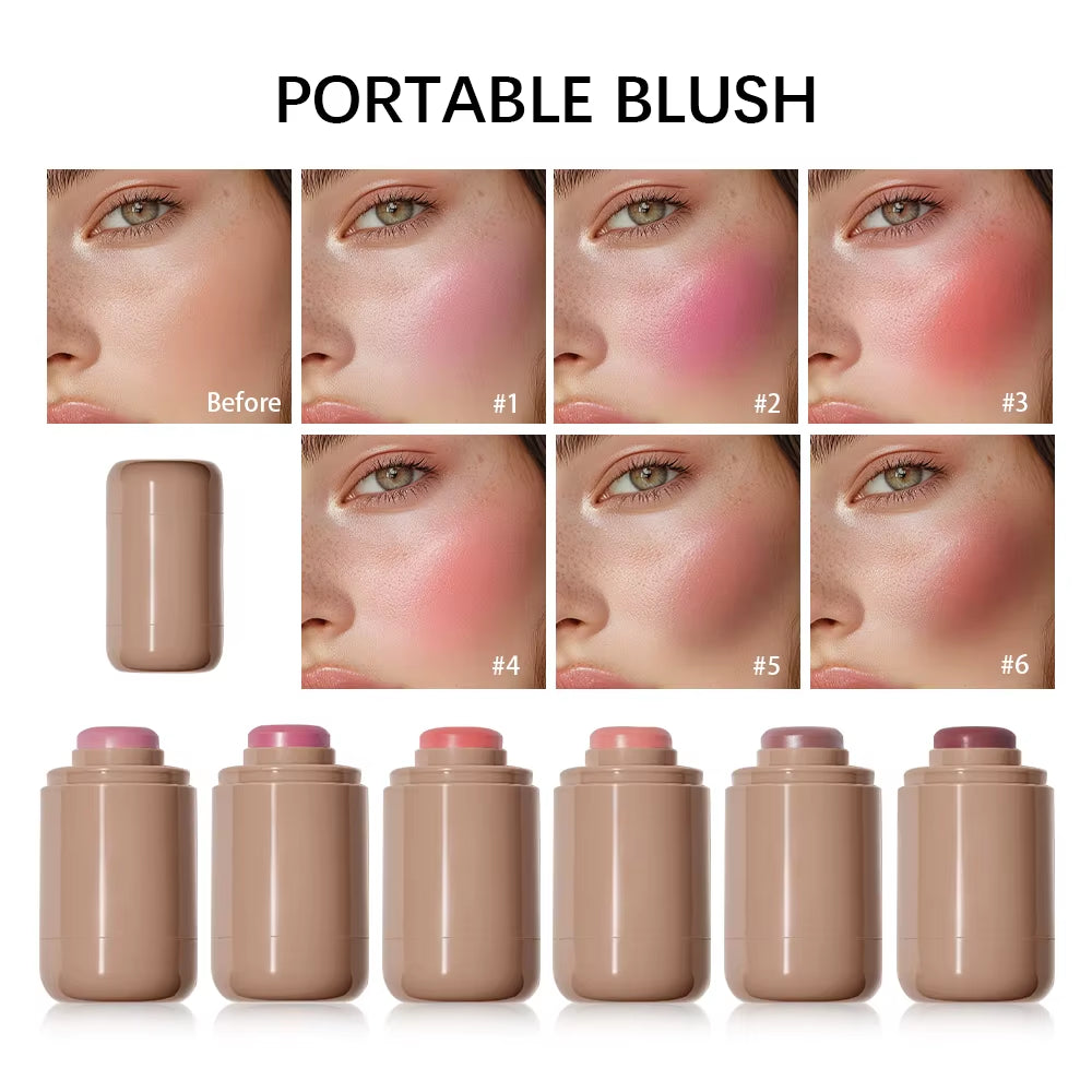3-In-1 Blush Stick Lasting Brightens Facial Cheek Stick Moisturizing Flash Lip Gloss Makeup Lip Gloss Face Rouge