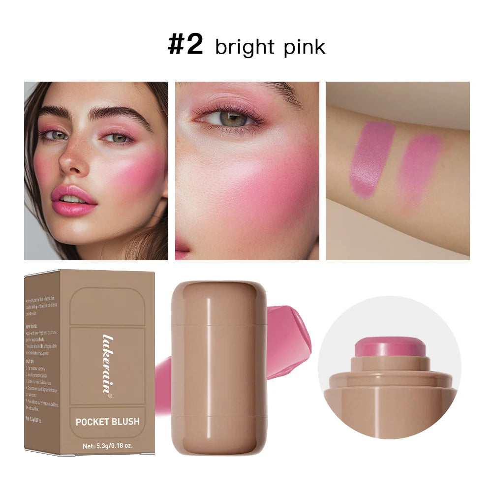 3-In-1 Blush Stick Lasting Brightens Facial Cheek Stick Moisturizing Flash Lip Gloss Makeup Lip Gloss Face Rouge