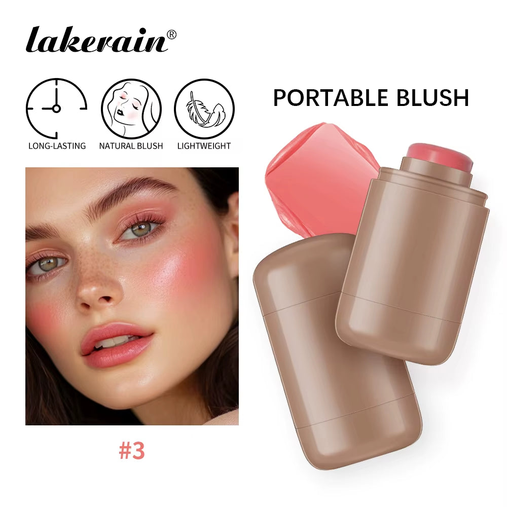3-In-1 Blush Stick Lasting Brightens Facial Cheek Stick Moisturizing Flash Lip Gloss Makeup Lip Gloss Face Rouge