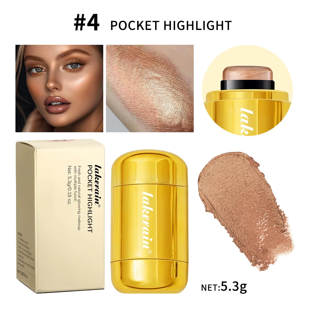 3-In-1 Blush Stick Lasting Brightens Facial Cheek Stick Moisturizing Flash Lip Gloss Makeup Lip Gloss Face Rouge