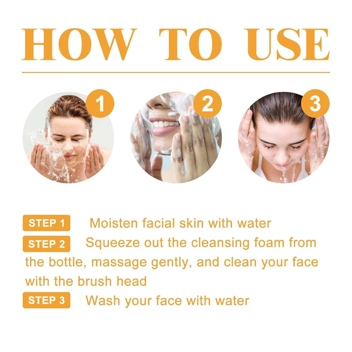 Glow Wash Turmeric Face Wash with Brush, Deep Cleansing Exfoliating Foaming Facial Cleanser